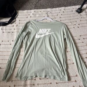 Nike Green Fitted Long Sleeve Tee